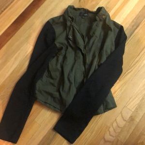 Green and black army jacket